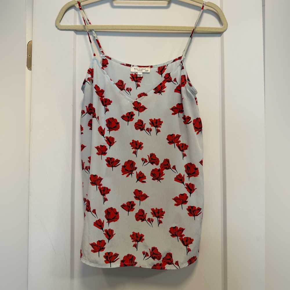 Equipment Red and Blue Sleeveless Fitted Camisole